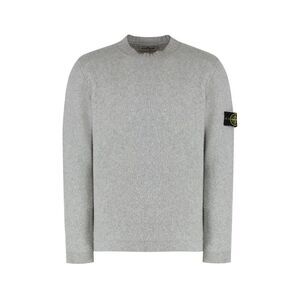 STONE ISLAND Men's Crew Neck Knit Sweater with Signature Badge Men GREY Sweaters